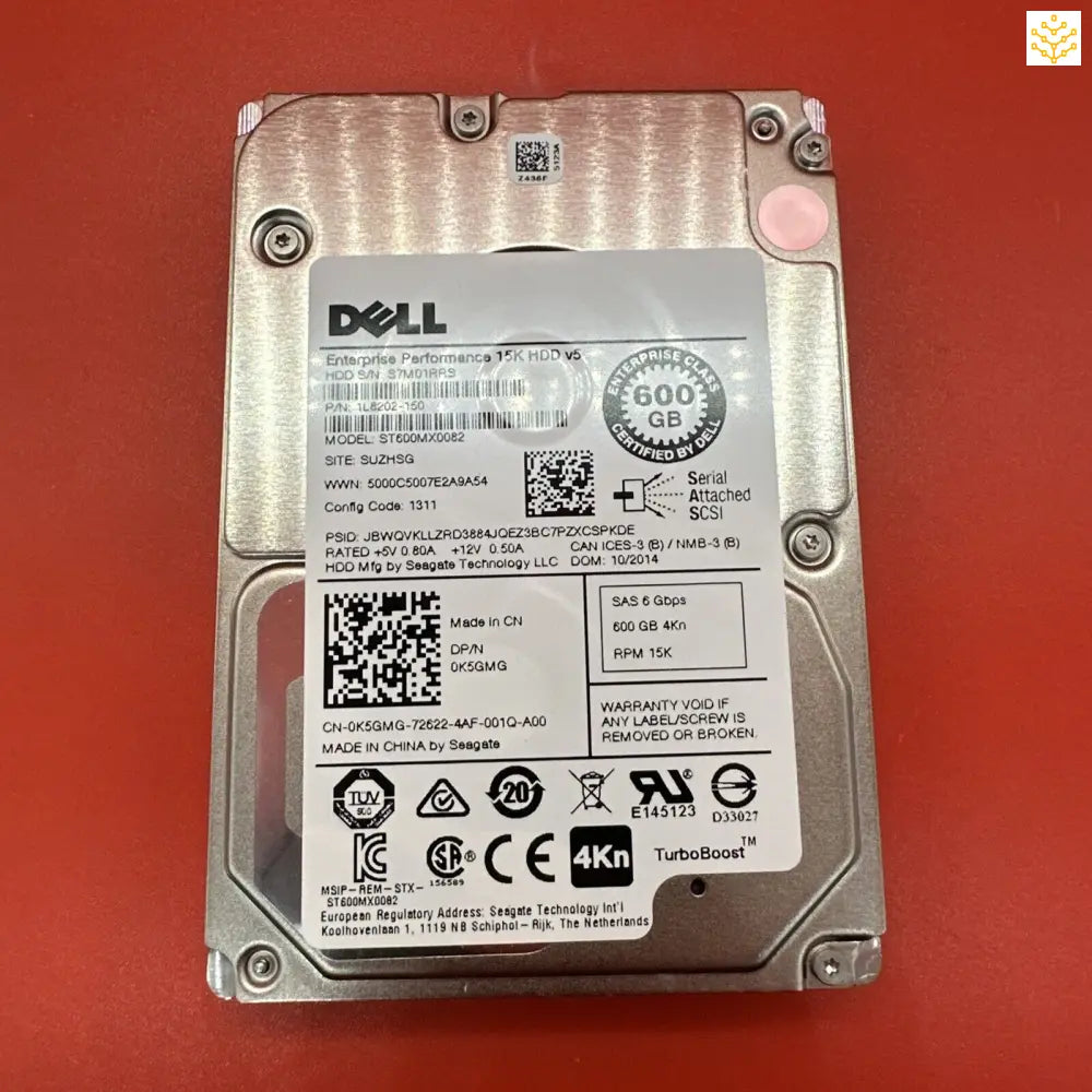 Dell K5GMG 0K5GMG 600GB SAS 6Gbps 15K 2.5” HDD - GIGDATA