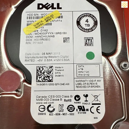 Dell N36YX 4TB SATA 7.2 3.5 HDD WD4000FYYX-18RS1B0 - Computers/Tablets & Networking:Drives Storage & Blank Media:Hard