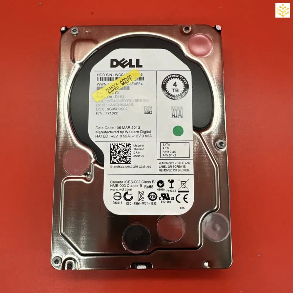 Dell N36YX 4TB SATA 7.2 3.5 HDD WD4000FYYX-18RS1B0 - Computers/Tablets & Networking:Drives Storage & Blank Media:Hard