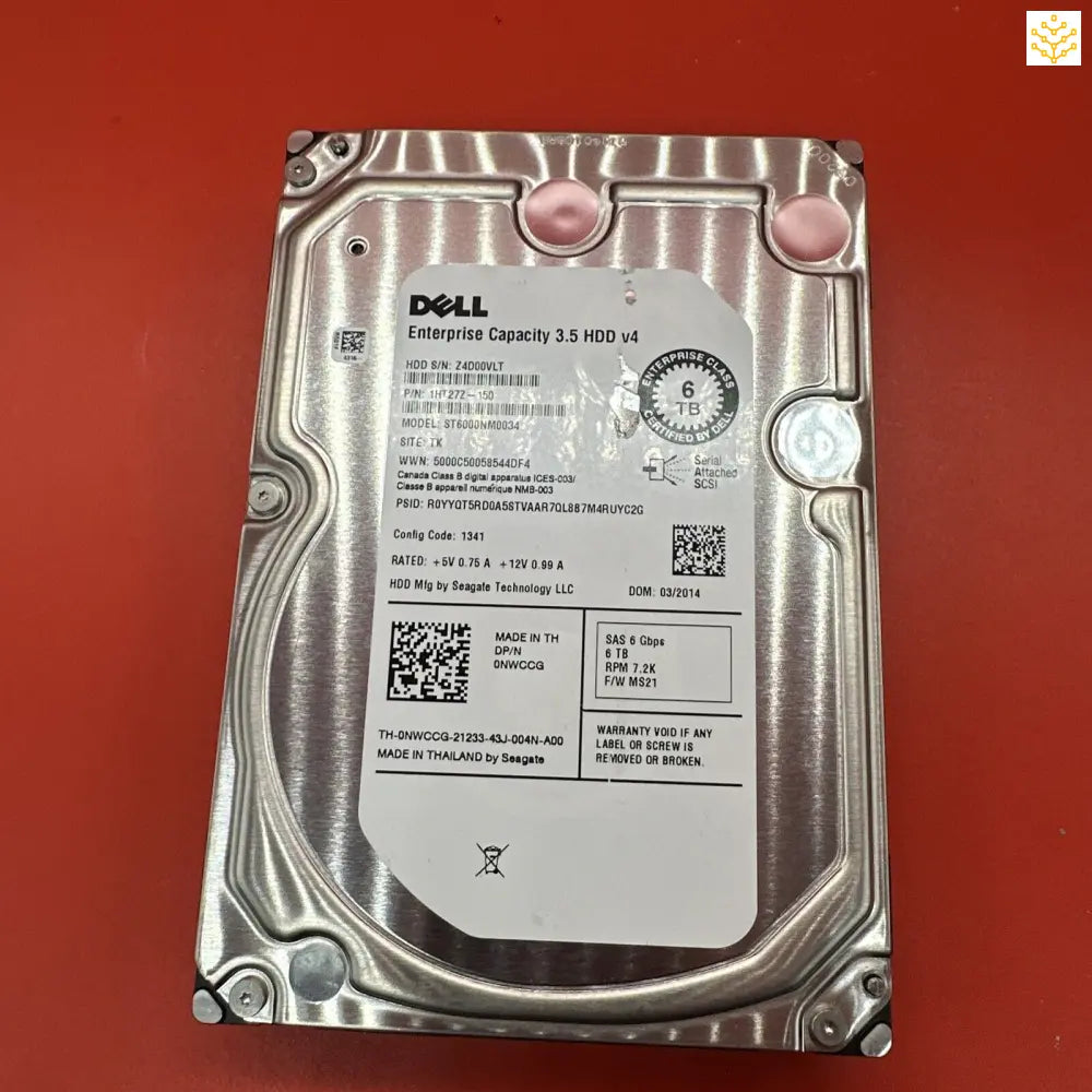 Dell NWCCG 6TB SAS 6Gbps 7.2K 3.5 HDD ST6000NM0034 1HT27Z-150 - Computers/Tablets & Networking:Drives Storage & Blank