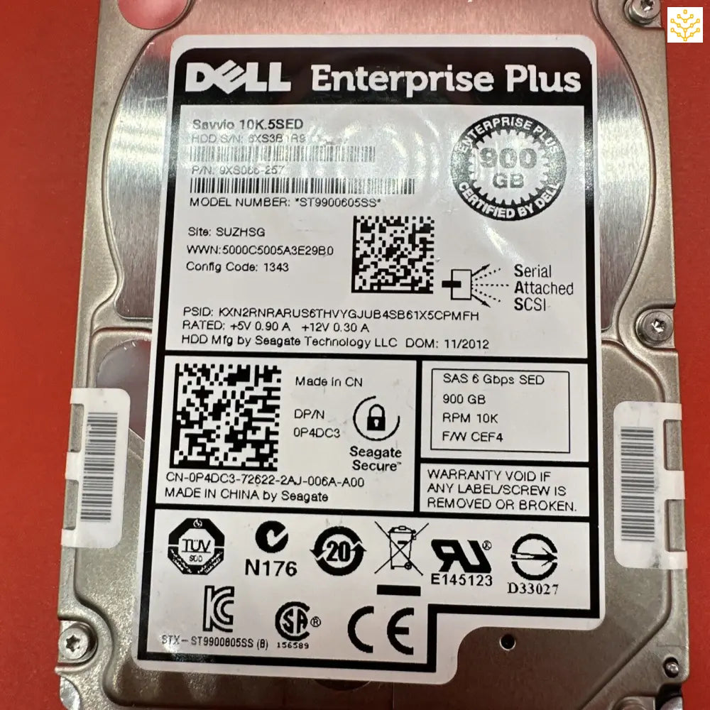 Dell P4DC3 0P4DC3 900GB 10K SAS SED 2.5 HDD - GIGDATA