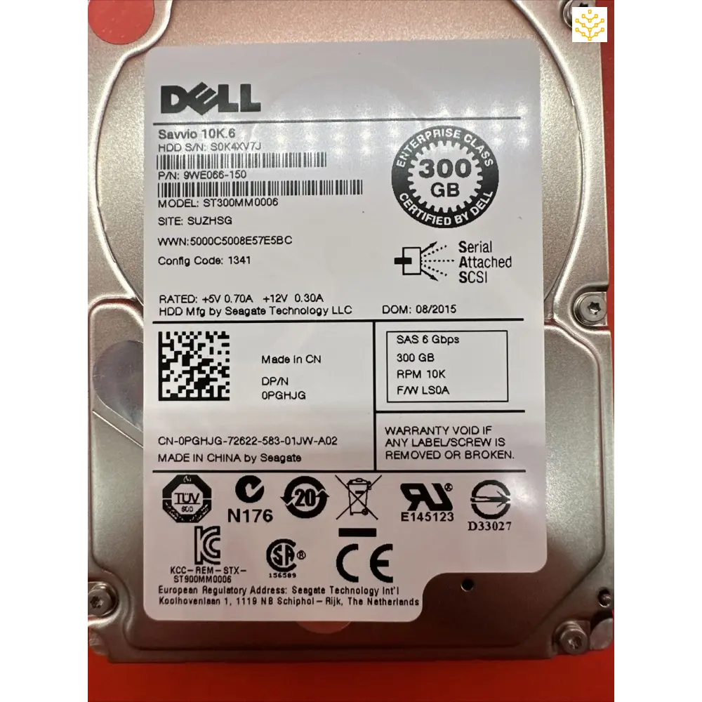 Dell PGHJG 300GB SAS 6Gbps 10K 2.5 HDD - GIGDATA