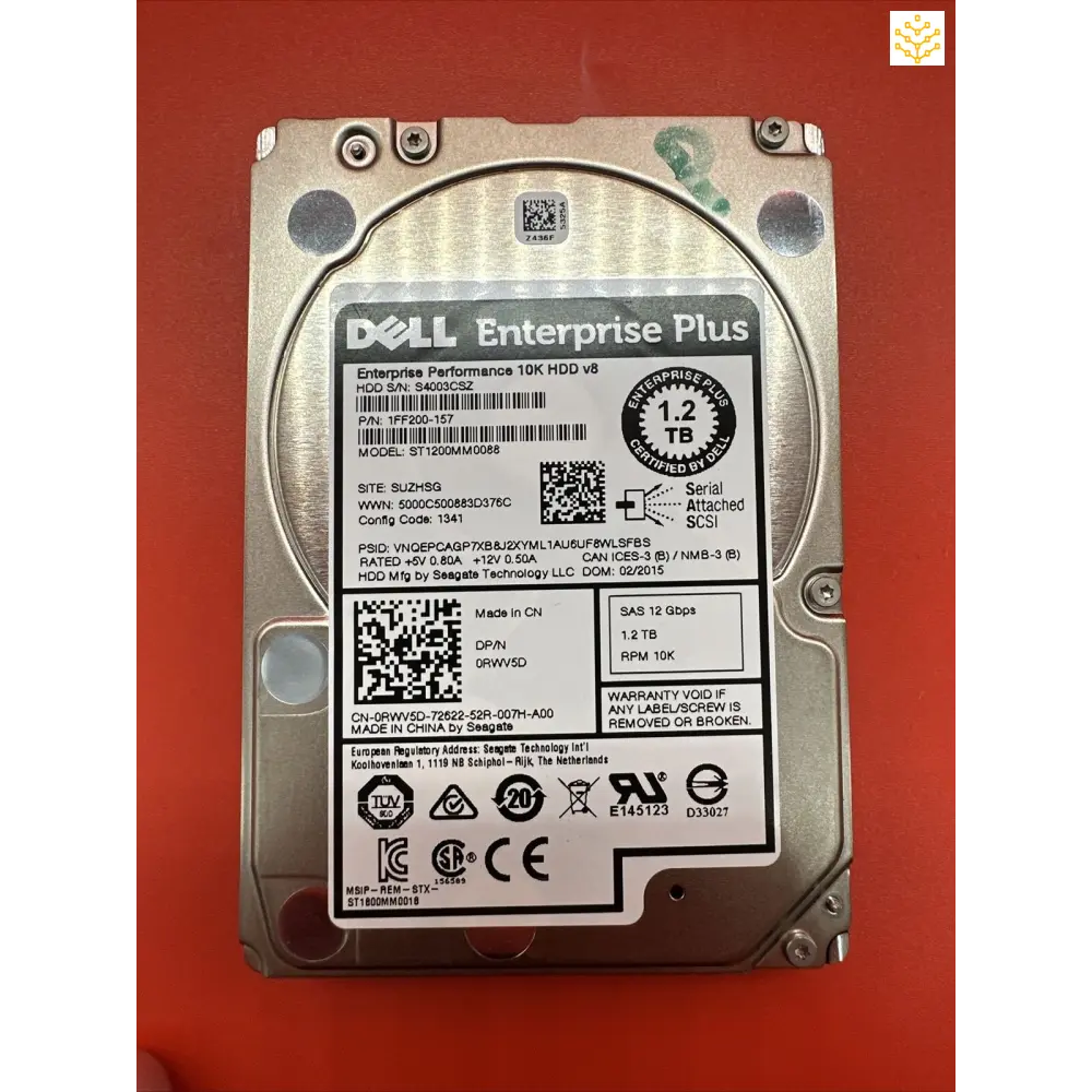 Dell RWV5D 1.2TB SAS 12Gbps 10K 2.5 HDD - Computers/Tablets & Networking:Drives Storage & Blank Media:Hard Drives (HDD