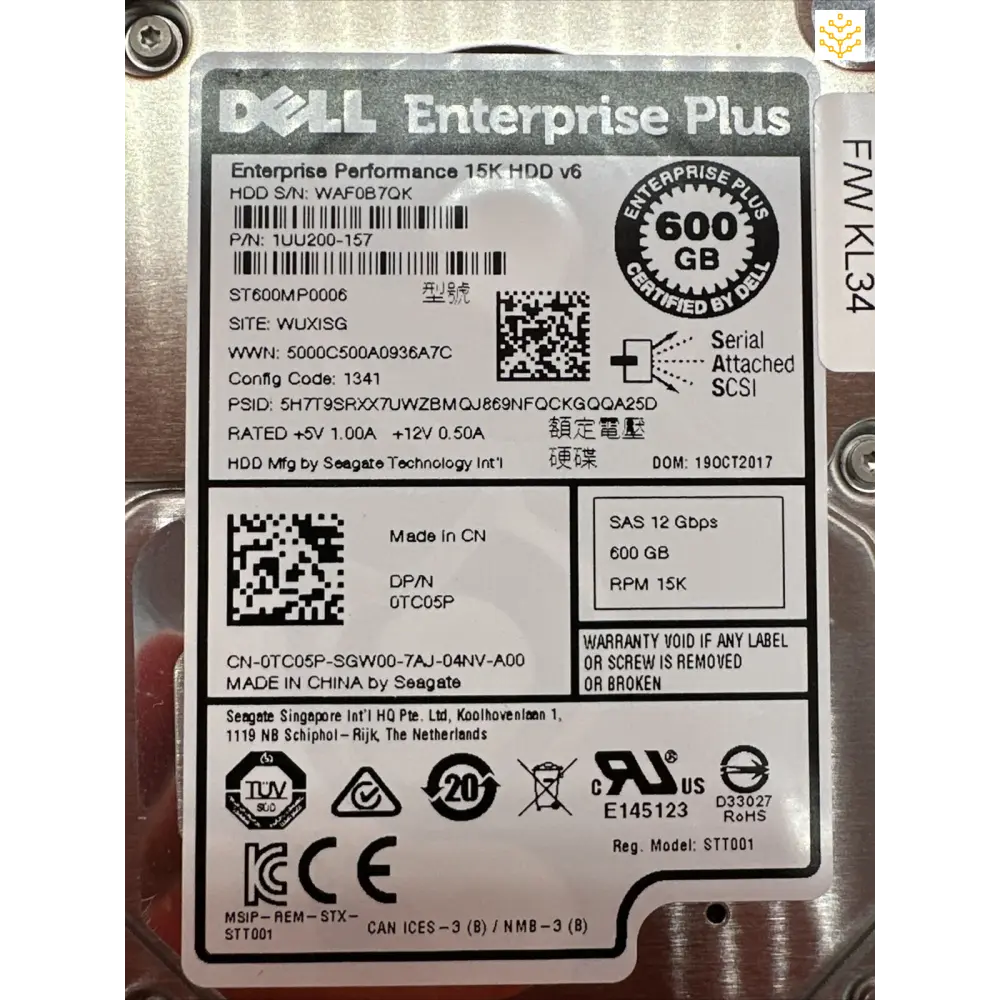 Dell TC05P 600GB SAS 12Gbps 15K 2.5 HDD - GIGDATA