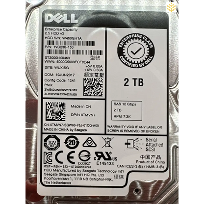 Dell TMVN7 2TB SAS 12Gbps 7.2K 2.5 HDD - Computers/Tablets & Networking:Drives Storage & Blank Media:Hard Drives (HDD