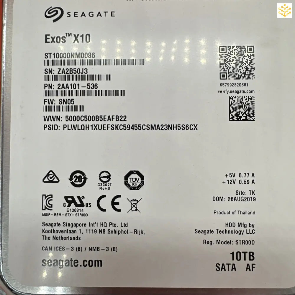 Dell TWWKT Seagate Exos x10 10TB SATA AF 7.2K 3.5 HDD ST10000NM0086 2AA101-536 - Computers/Tablets & Networking:Drives