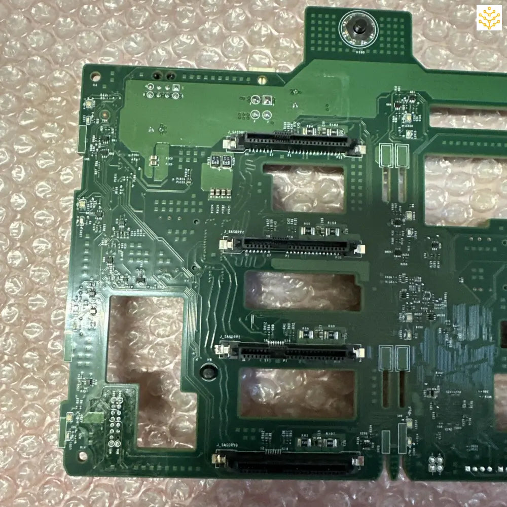 Circuit board with multiple connectors and electronic components.