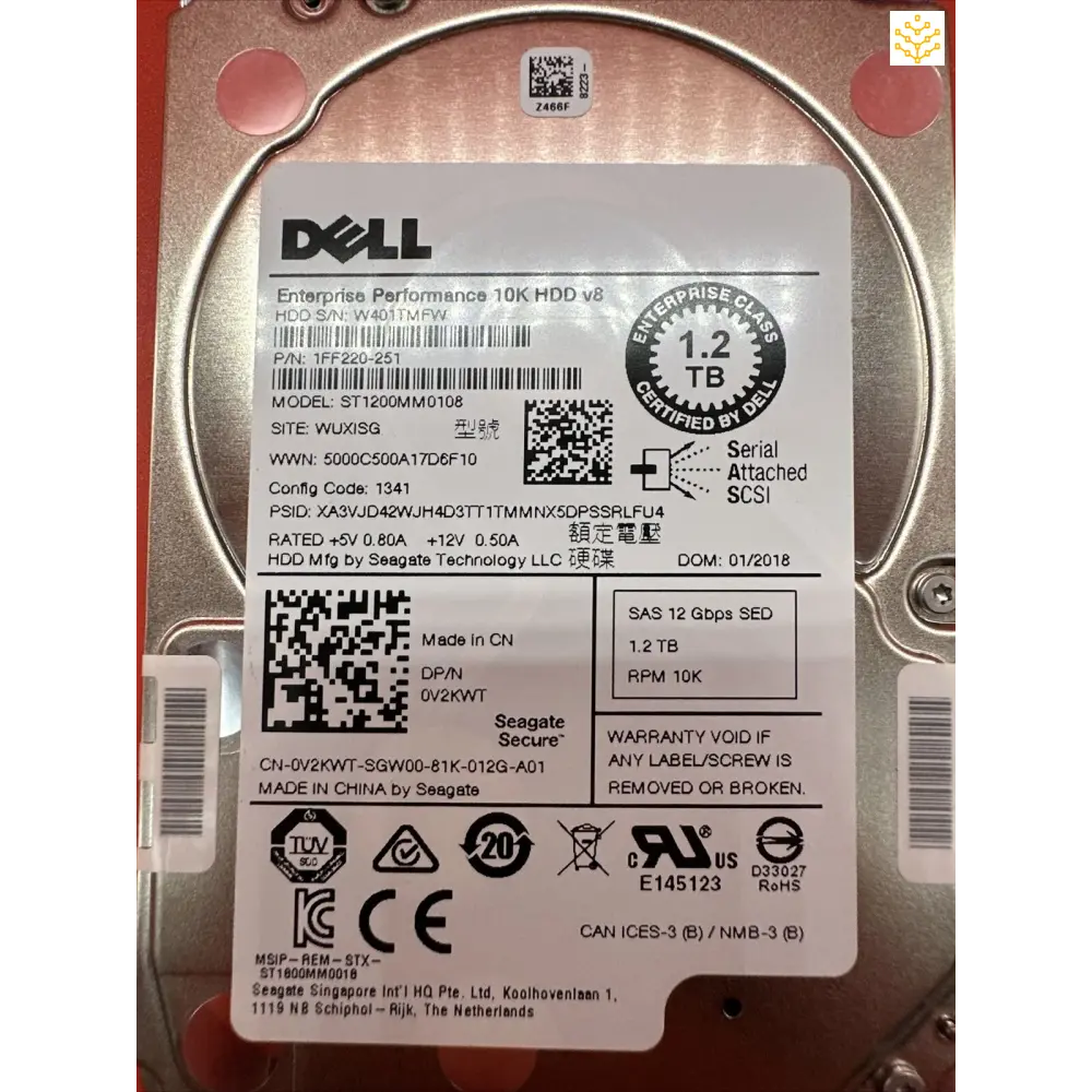 Dell V2KWT 1.2TB SAS 12Gpbs SED 10K 2.5 HDD - Computers/Tablets & Networking:Drives Storage & Blank Media:Hard Drives