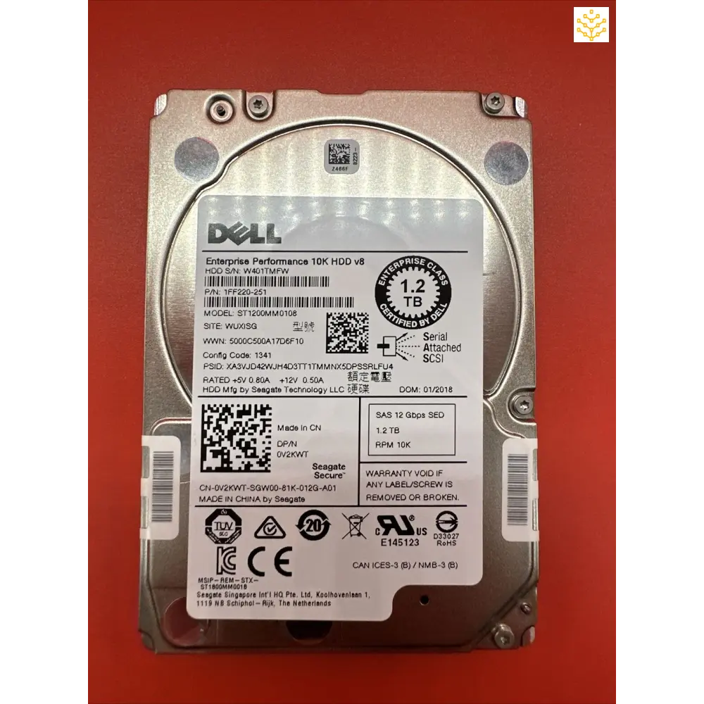 Dell V2KWT 1.2TB SAS 12Gpbs SED 10K 2.5 HDD - Computers/Tablets & Networking:Drives Storage & Blank Media:Hard Drives