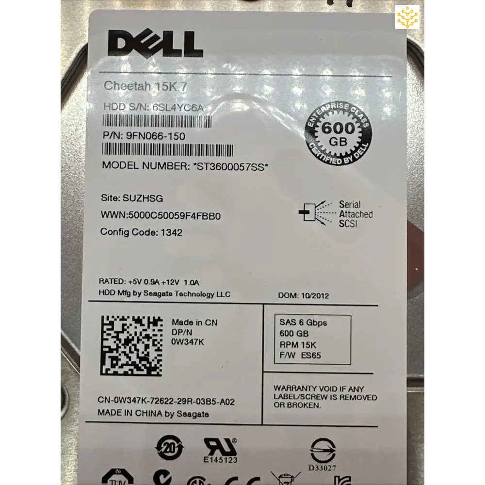 Dell W347K 0W347K SAS 3.5 15K HDD ST3600057SS - GIGDATA