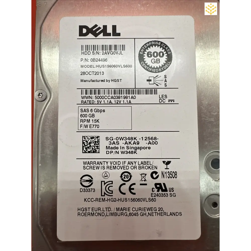 Dell W348K 600GB 15K SAS 3.5 HDD - Computers/Tablets & Networking:Drives Storage & Blank Media:Hard Drives (HDD SSD &