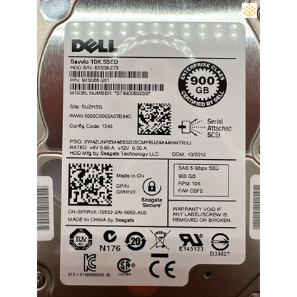 Dell XRRVX 900GB SAS 6Gbps SED 10K 2.5 HDD - GIGDATA