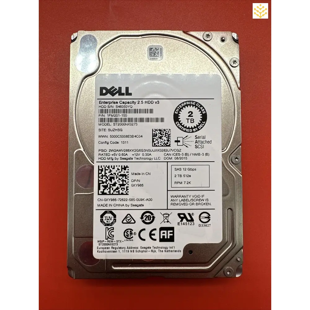 Dell XY986 2TB SAS 12 Gbps 512e 7.2K 2.5 HDD - Computers/Tablets & Networking:Drives Storage & Blank Media:Hard Drives