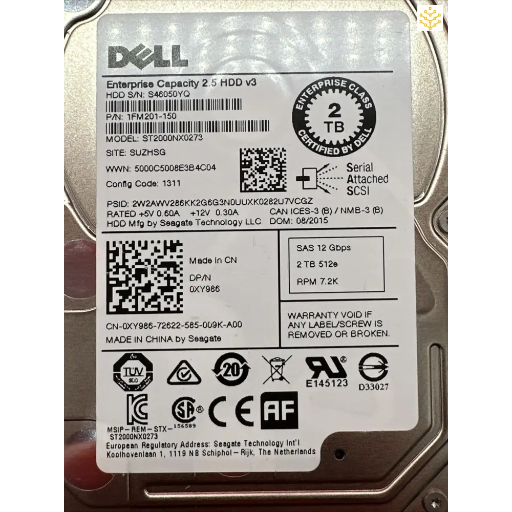 Dell XY986 2TB SAS 12 Gbps 512e 7.2K 2.5 HDD - Computers/Tablets & Networking:Drives Storage & Blank Media:Hard Drives