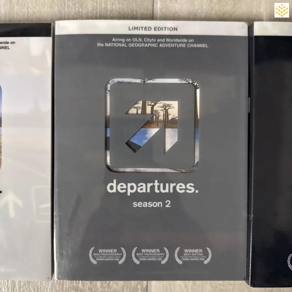 DVD case for ’Departures Season 2’’ from National Geographic Adventure Channel with award mentions.