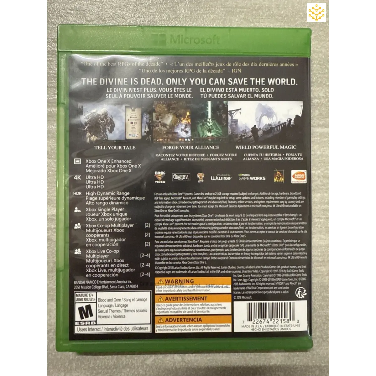 Xbox One video game case for ’The Divine is Dead: Only You Can Save the World.’