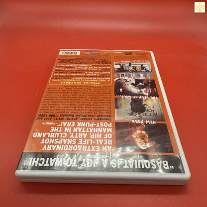 DVD case lying on its side showing text and movie artwork.