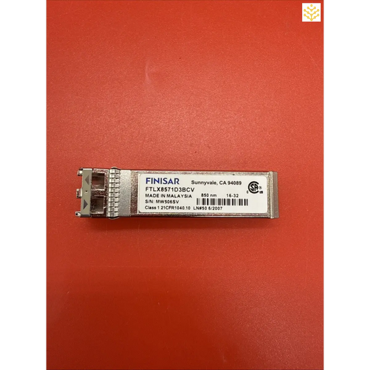 Network transceiver module with a Finisar label.