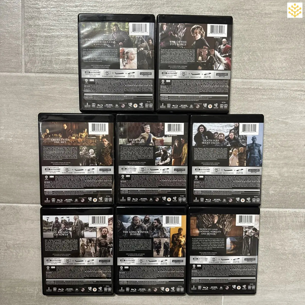 Collection of DVD cases for the ’American Horror Story’ television series.