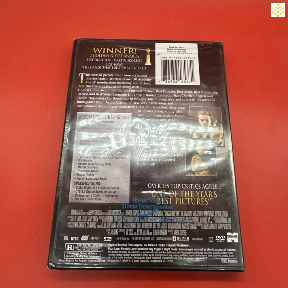 DVD case showing the back cover of an Academy Award-winning film.