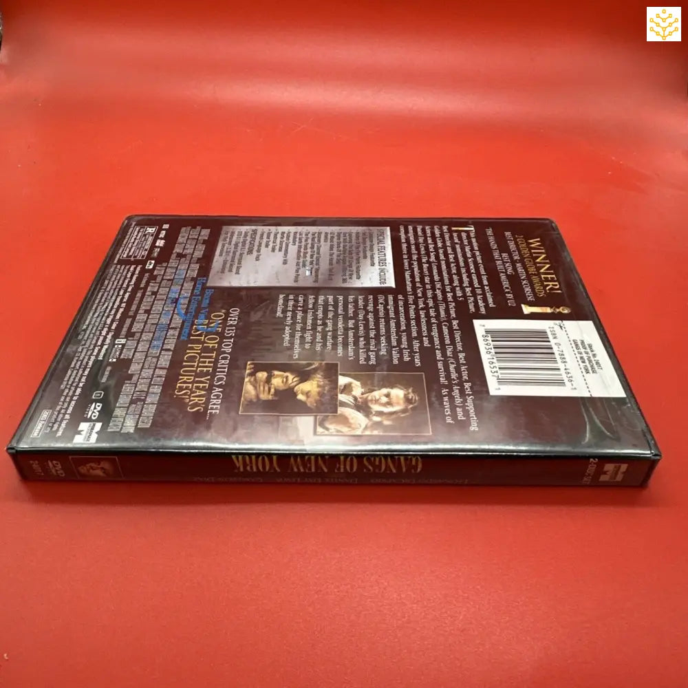 DVD case lying on its side showing the back cover information.