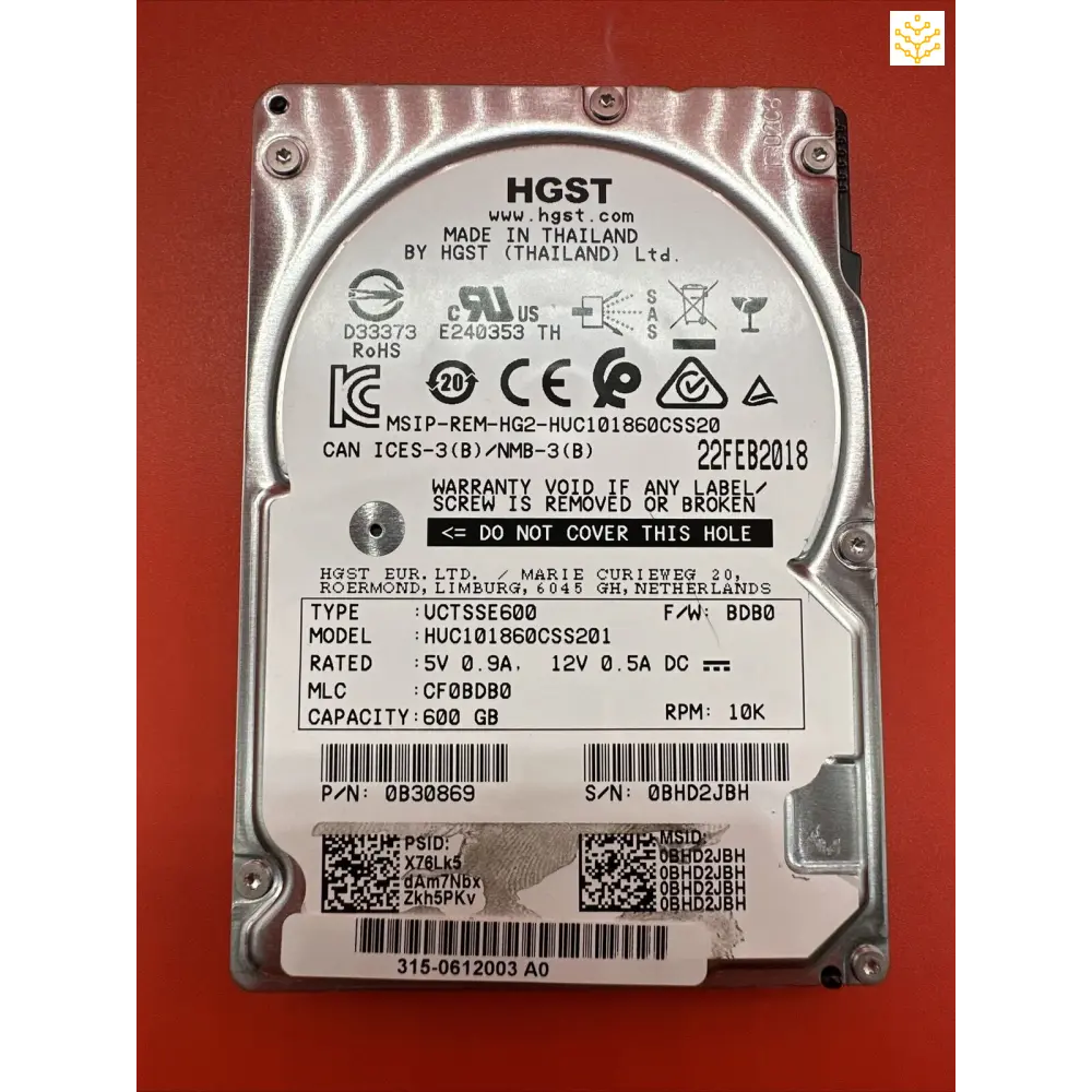 HGST HUC101860CSS201 600GB 10K SAS 2.5 HDD - GIGDATA