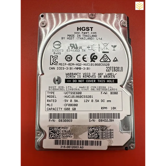 HGST HUC101860CSS201 600GB 10K SAS 2.5 HDD - GIGDATA