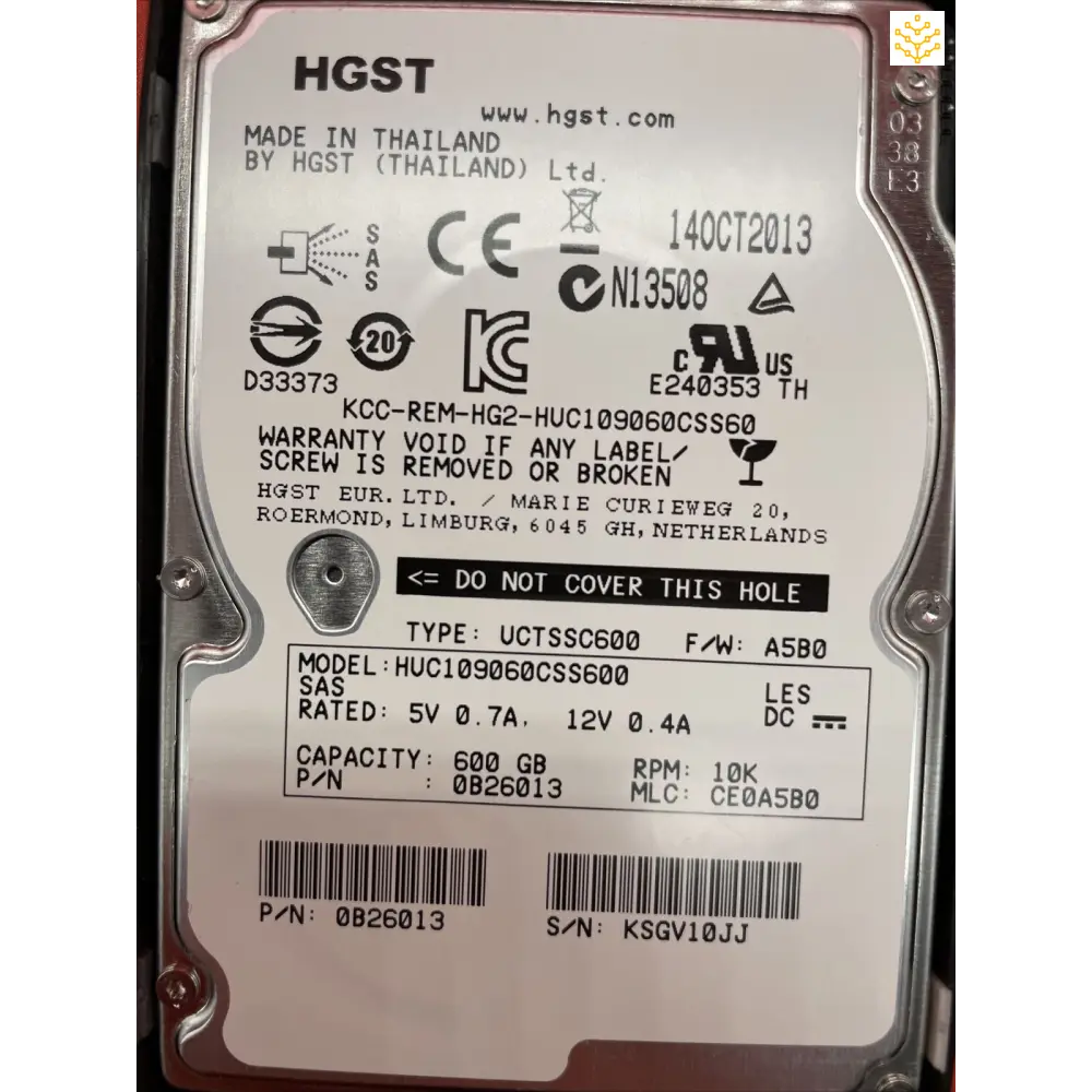 HGST HUC109060CSS600 0B26013 600G 10K SAS 2.5 in Isilon Tray - JBOD Only - Computers/Tablets & Networking:Drives