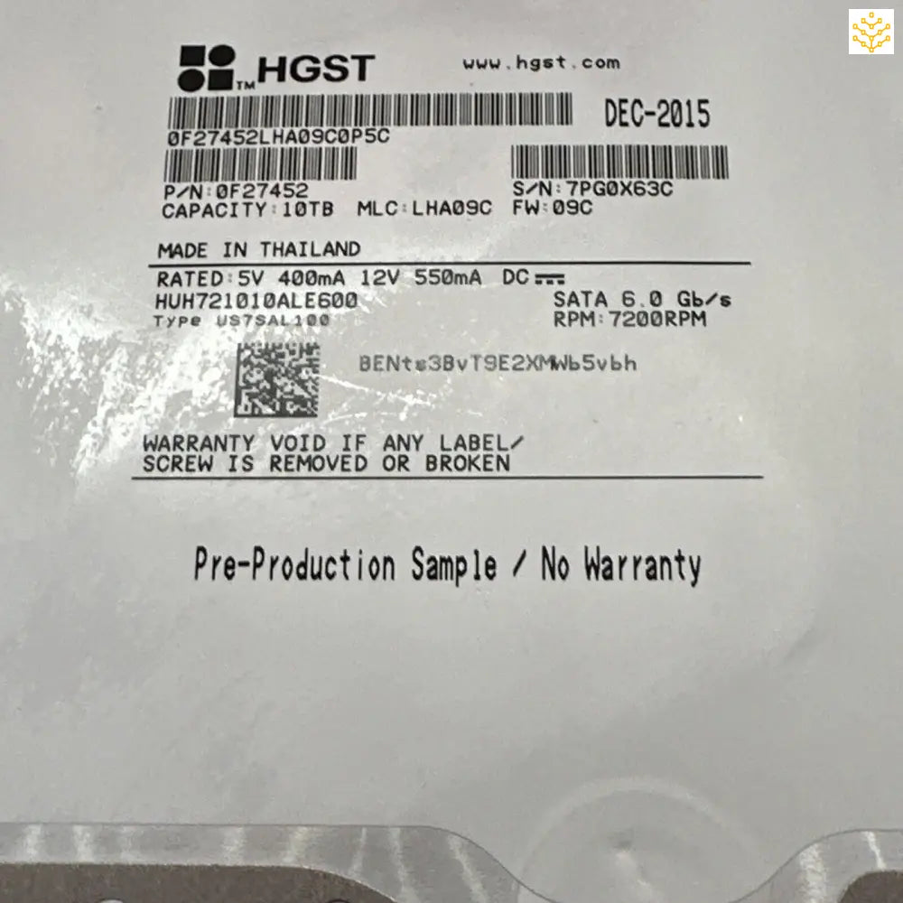 HGST HUH721010ALE600 10TB SATA 6Gbps 3.5 7.2K HDD Pre-Production Sample 88% GOOD - Computers/Tablets &