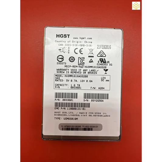 HGST HUSMM1616ASS200 0B33601 1.6TB 12Gb/s 2.5” SSD - Computers/Tablets & Networking:Drives Storage & Blank Media:Hard