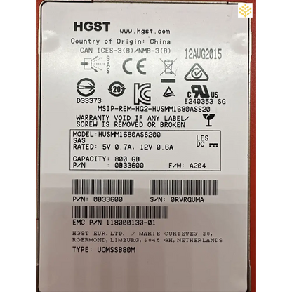 HGST HUSMM1680ASS20 0B33600 800G SAS 12G/s 2.5 SSD - Computers/Tablets & Networking:Drives Storage & Blank Media:Hard