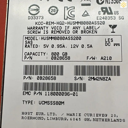 HGST HUSMM8080ASS20 0B28658 800GB SAS 12Gb/s 2.5” SSD - Computers/Tablets & Networking:Drives Storage & Blank