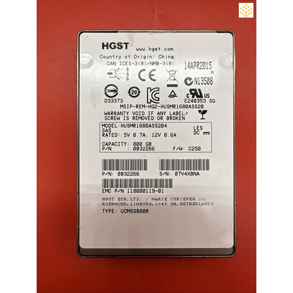 HGST HUSMR1680ASS204 0B32266 800G SAS 12G/s 2.5 SSD - Computers/Tablets & Networking:Drives Storage & Blank Media:Hard