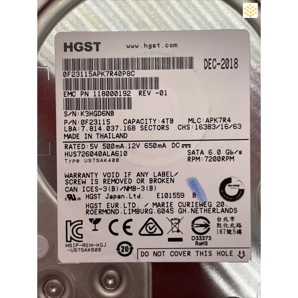 Hitachi HUS726040ALA610 4TB SATA 6Gb/s 7.2K 3.5 HDD - Computers/Tablets & Networking:Drives Storage & Blank Media:Hard