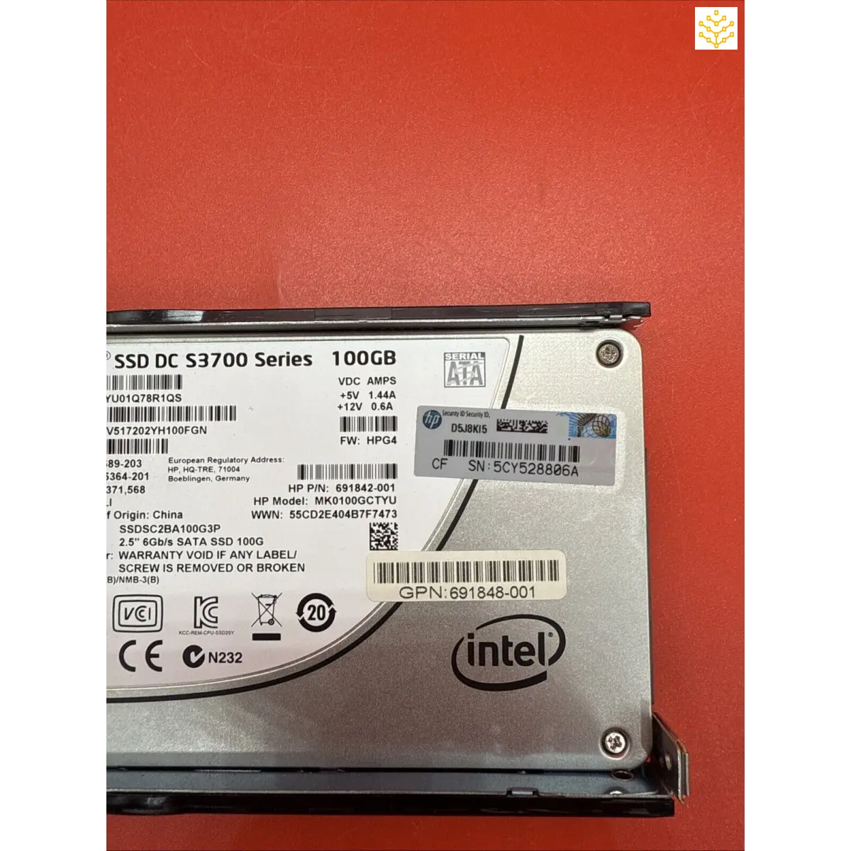 Intel SSD DC S3700 Series 100GB solid-state drive.