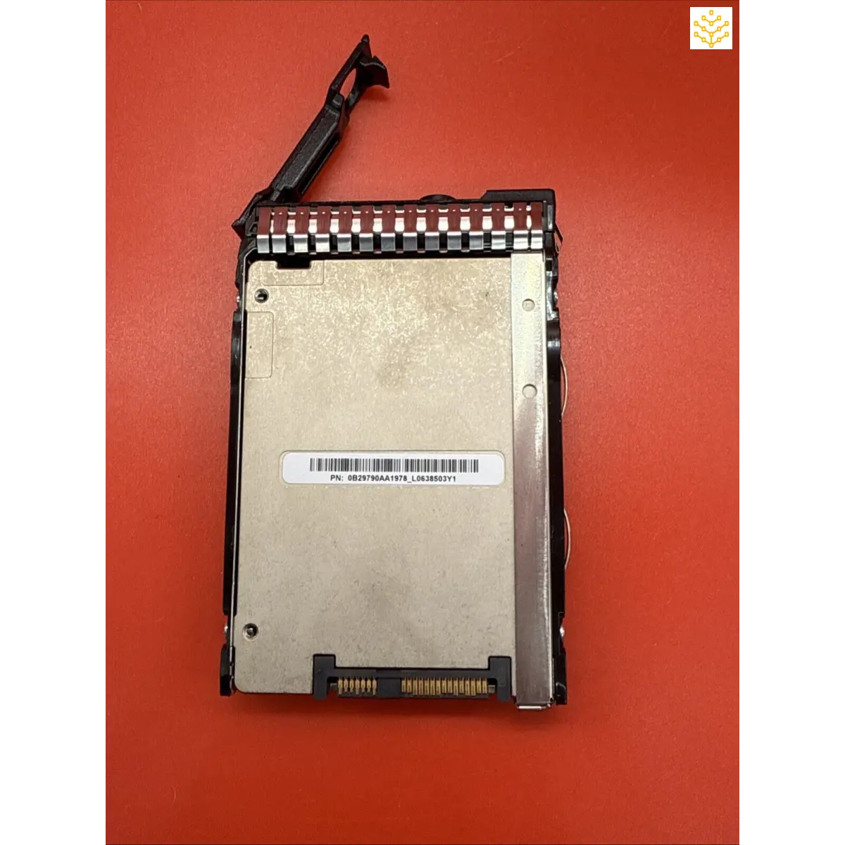 Hard drive or solid-state drive in a server hot-swap tray.