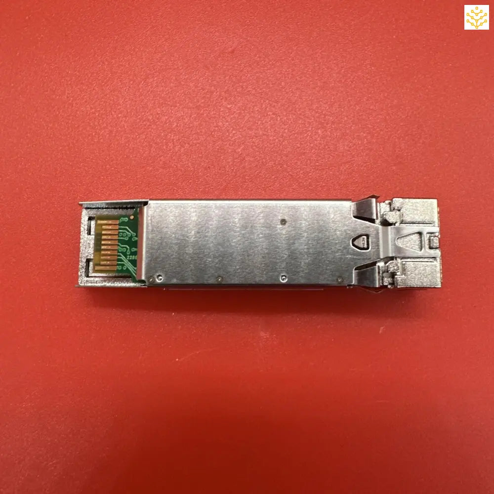 SFP (Small Form-factor Pluggable) optical transceiver module with metal housing and connector pins.