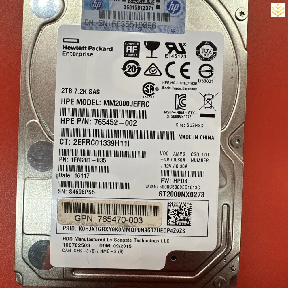 HPe 2TB 7.2K SAS 2.5 512e 765466-B21 - No Tray - Computers/Tablets & Networking:Drives Storage & Blank Media:Hard