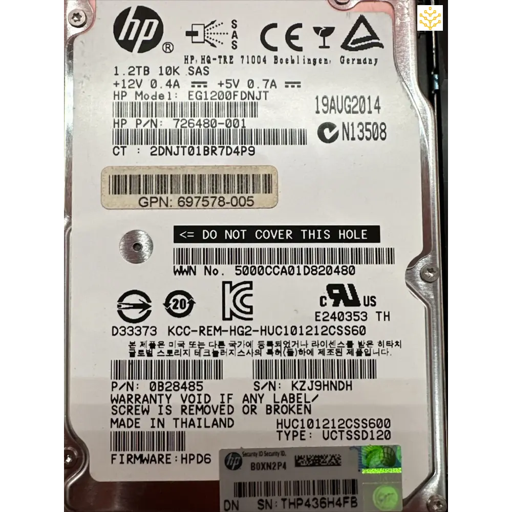 HPe 718162-B21 1.2TB 6G SAS 10K 2.5 DP ENT HDD In 718292 Tray - Computers/Tablets & Networking:Drives Storage & Blank