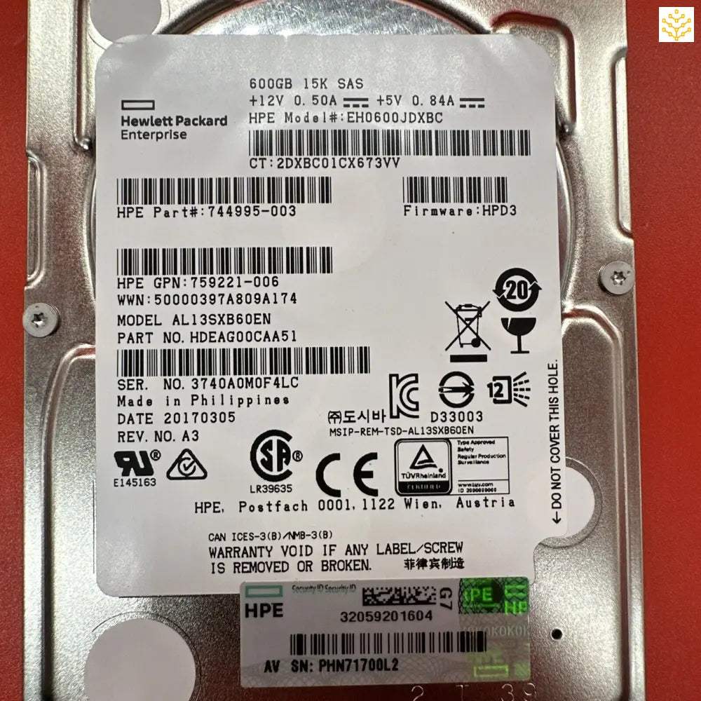 HPe 759212-B21 600GB 12Gbps 15K SAS 2.5” - Computers/Tablets & Networking:Drives Storage & Blank Media:Hard Drives