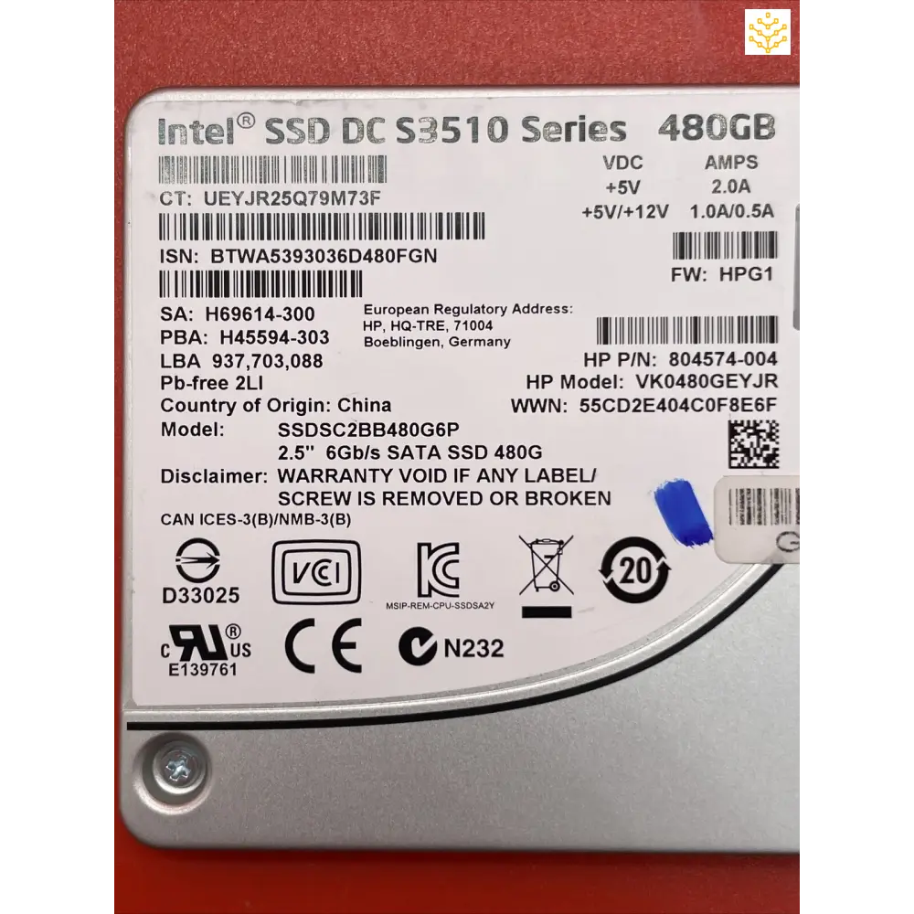 HPe 804593 - B21 480GB 6Gb/s SATA 2.5 - No Tray - GIGDATA