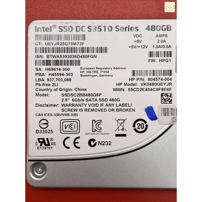 HPe 804593 - B21 480GB 6Gb/s SATA 2.5 - No Tray - GIGDATA