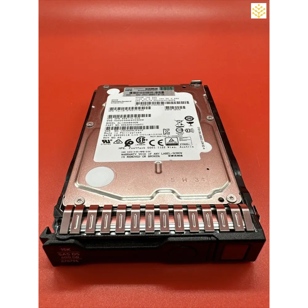 HPe 872844-B21 600GB SAS 15K SFF ST DS HD In 870794 Tray - Computers/Tablets & Networking:Drives Storage & Blank