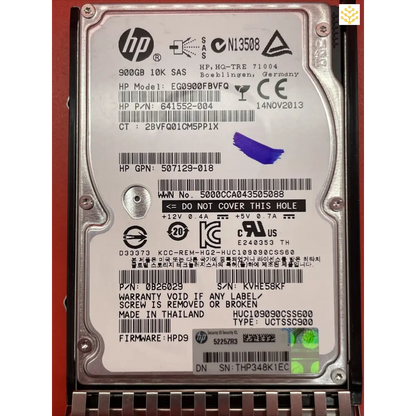 HPe 900GB SAS 10K 2.5in DP ENT HDD In 619463-001 Tray - Computers/Tablets & Networking:Drives Storage & Blank