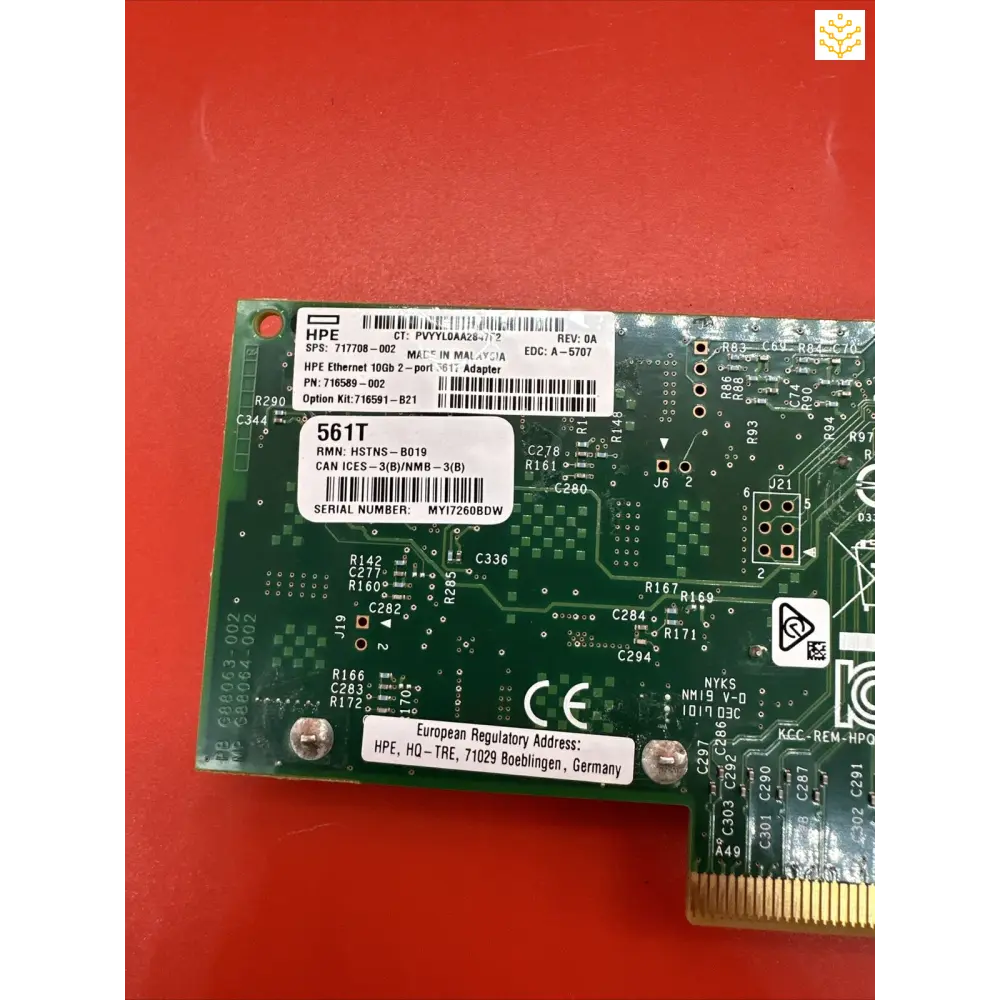 HPe Ethernet 10Gb 2 - port 561T Low Profile Adptr 717708 - 002 716589 - 002 716591 - B21 - GIGDATA