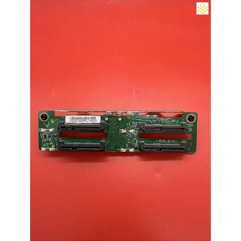 Circuit board with multiple memory or expansion slots mounted on green PCB.