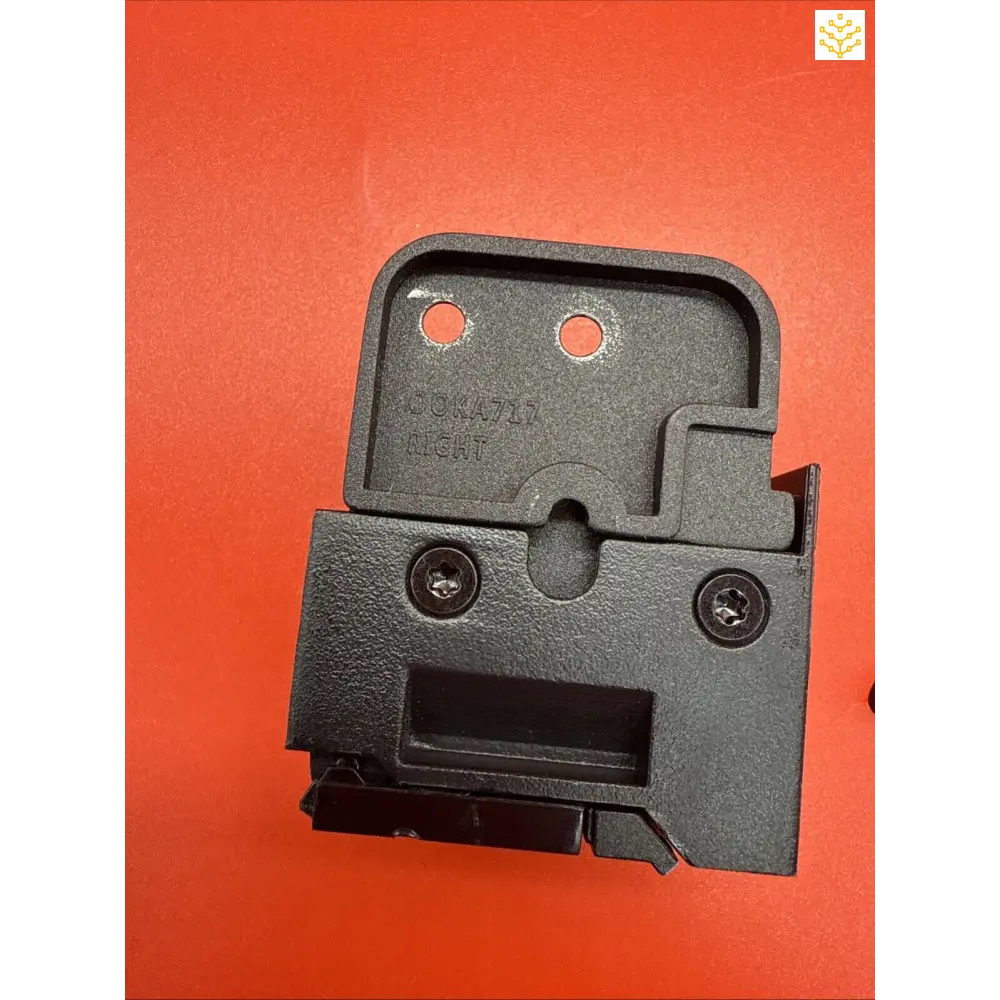 Black plastic mounting bracket or adapter with two circular openings and screw holes.