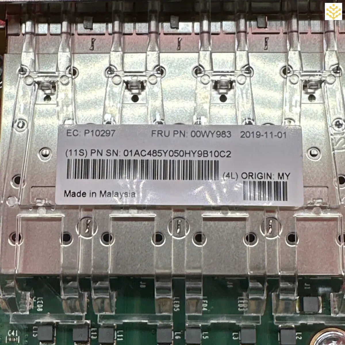 Electronic circuit board with visible serial number and manufacturing information.