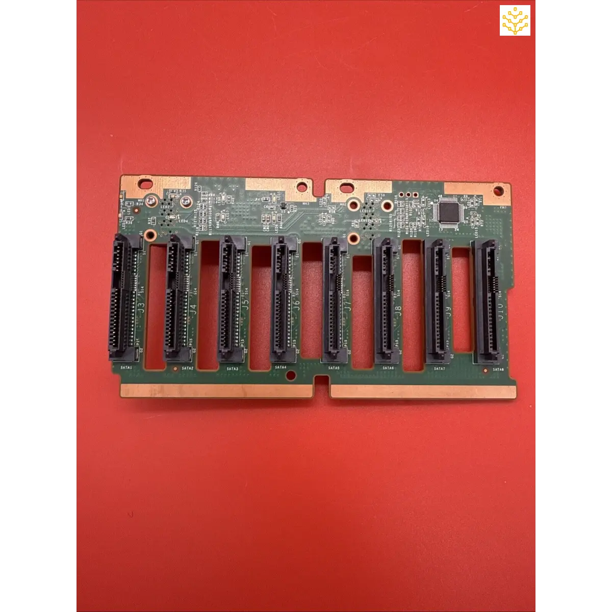 Circuit board with multiple parallel connector slots.