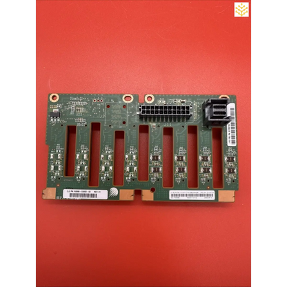 Circuit board with multiple slots and connectors.